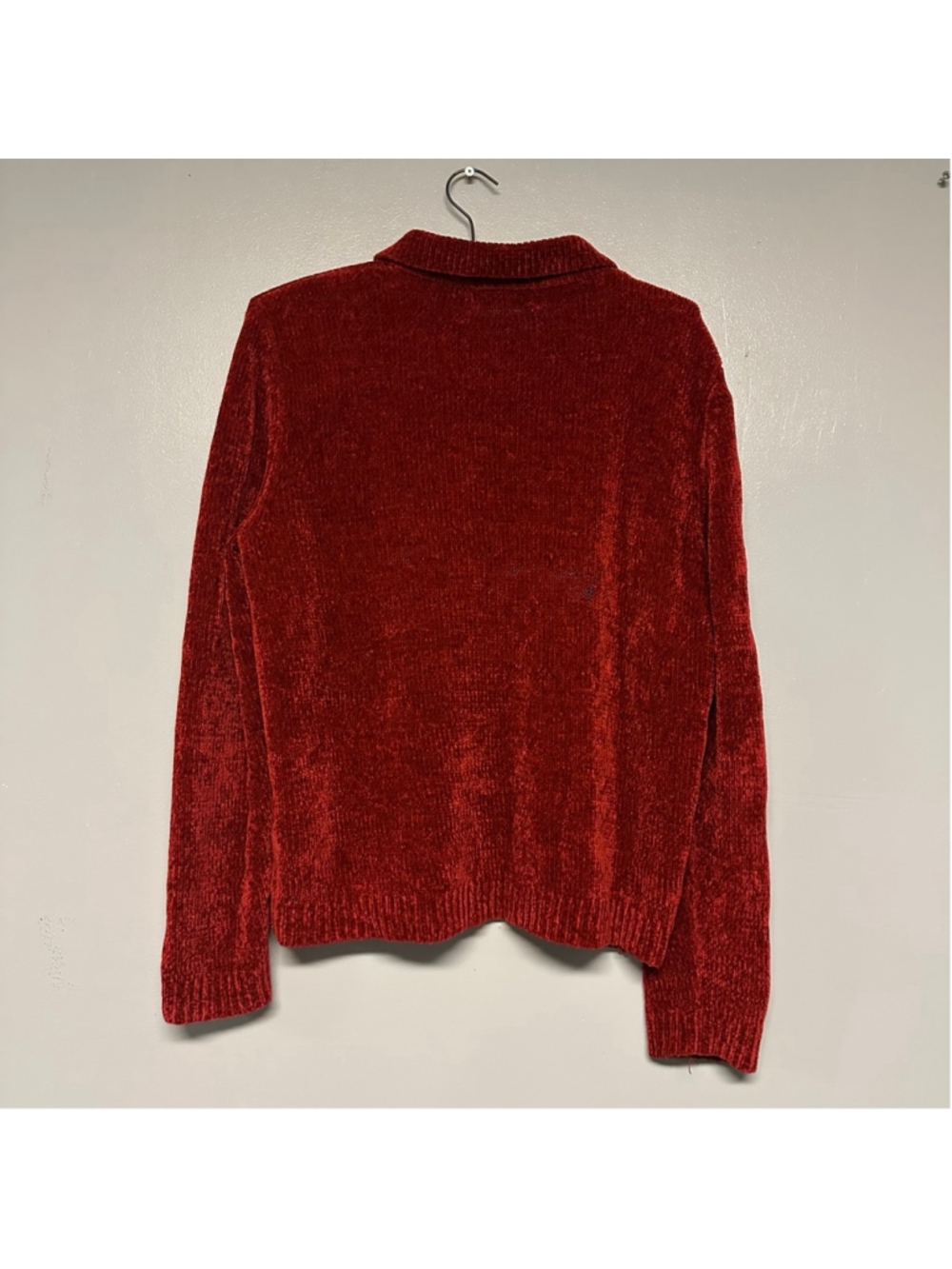 Women's Alfred Dunner size medium Petite Red Chenille Quarter-Zip Sweater - Picture 3 of 5